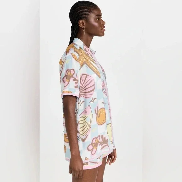 Maaji Anthropologie Seashore Fest Blake Novelty Print Beach Resort Wear Coverup - Picture 11 of 15